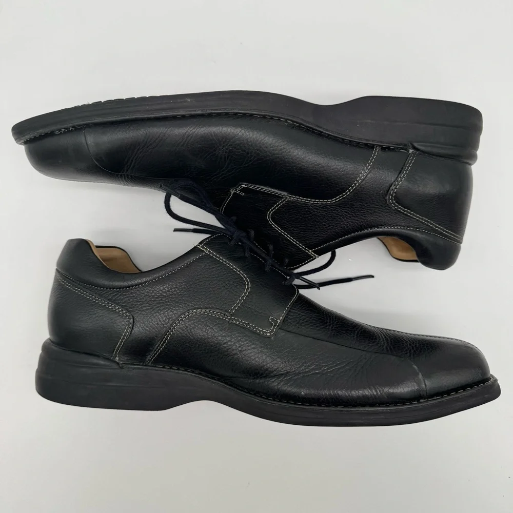 Johnston & Murphy Shuler Black Leather Bicycle Toe Derby Shoe Size 13 M